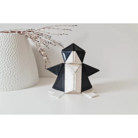 Set magnetic Magblox 92 piese magnetice de constructie Monocrom Alb/Negru