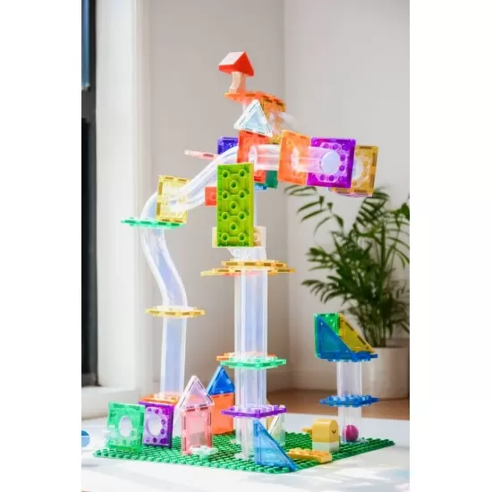 Set magnetic Magblox 98 piese cu circuit cu bile Magbrix Marble Run Set magnetic Magblox 98 piese cu circuit cu bile Magbrix Marble Run