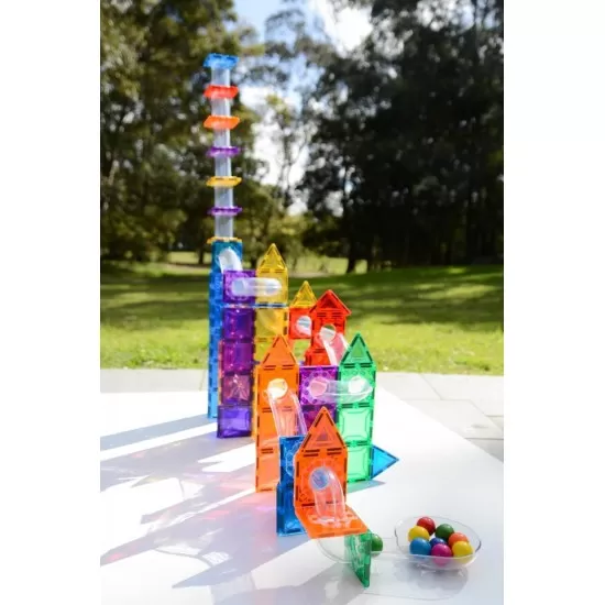 Set magnetic Magblox 98 piese cu circuit cu bile Magbrix Marble Run Set magnetic Magblox 98 piese cu circuit cu bile Magbrix Marble Run