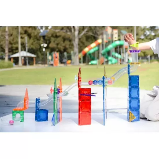 Set magnetic Magblox 98 piese cu circuit cu bile Magbrix Marble Run Set magnetic Magblox 98 piese cu circuit cu bile Magbrix Marble Run