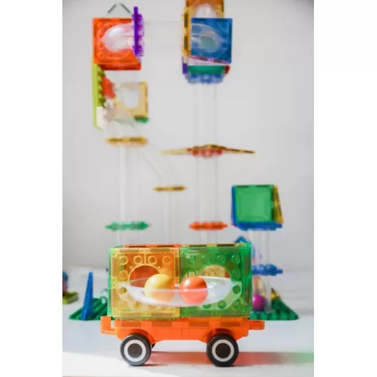 Set magnetic Magblox 98 piese cu circuit cu bile Magbrix Marble Run Set magnetic Magblox 98 piese cu circuit cu bile Magbrix Marble Run