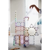 Set magnetic Magblox 98 piese, circuit cu bile Pastel, Magbrix Marble Run