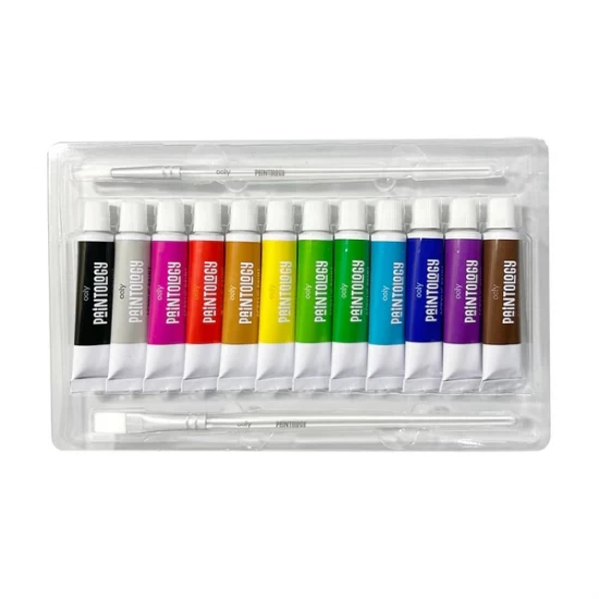 Set vopsele acrilice Paintology, 12 culori clasice si 2 pensule Set vopsele acrilice Paintology, 12 culori clasice si 2 pensule