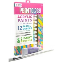 Set vopsele acrilice Paintology, 12 culori pastel si 2 pensule