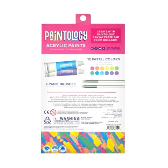 Set vopsele acrilice Paintology, 12 culori pastel si 2 pensule Set vopsele acrilice Paintology, 12 culori pastel si 2 pensule
