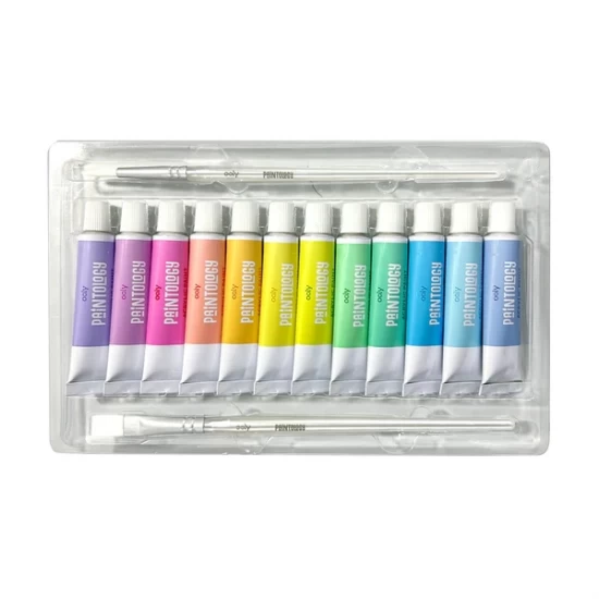 Set vopsele acrilice Paintology, 12 culori pastel si 2 pensule Set vopsele acrilice Paintology, 12 culori pastel si 2 pensule