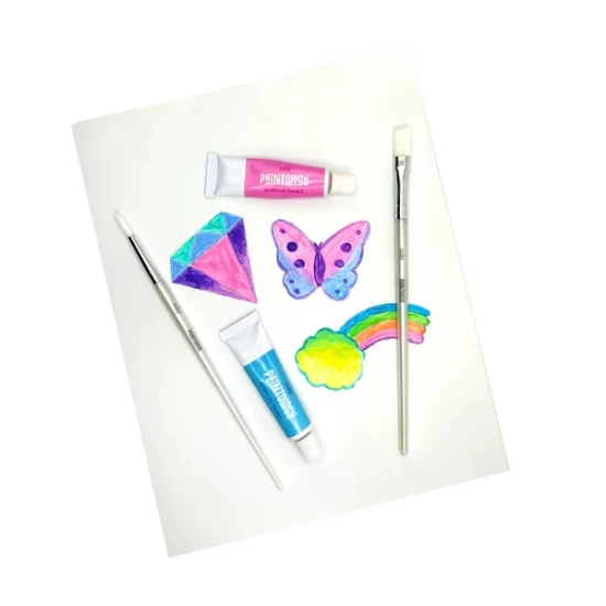 Set vopsele acrilice Paintology, 12 culori pastel si 2 pensule Set vopsele acrilice Paintology, 12 culori pastel si 2 pensule