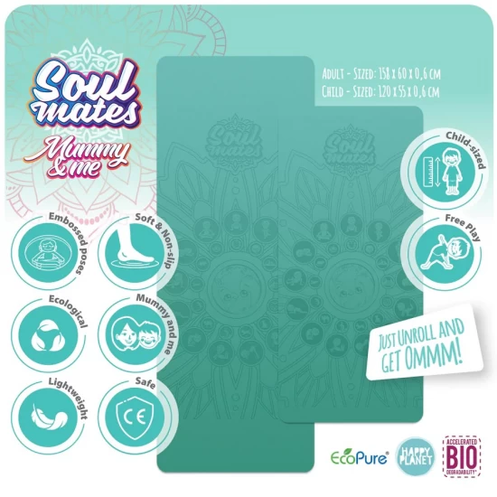 Set Yoga Mama-Copil cu saltele asortate si carduri incluse Earth turcoaz Set Yoga Mama-Copil cu saltele asortate si carduri incluse Earth turcoaz