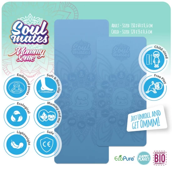 Set Yoga Mama-Copil cu saltele asortate si carduri incluse Wave albastru Set Yoga Mama-Copil cu saltele asortate si carduri incluse Wave albastru