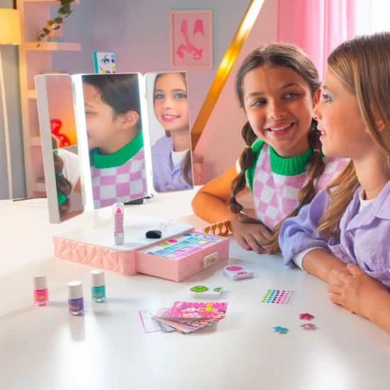 Studio de machiaj interactiv cu oglinda vorbitoare - Pink it Smart Vanity