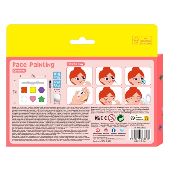 Trusa make-up pictura fata cu sabloane incluse si sase culori non-alergice - Flori si fluturi Trusa make-up pictura fata cu sabloane incluse si sase culori non-alergice - Flori si fluturi
