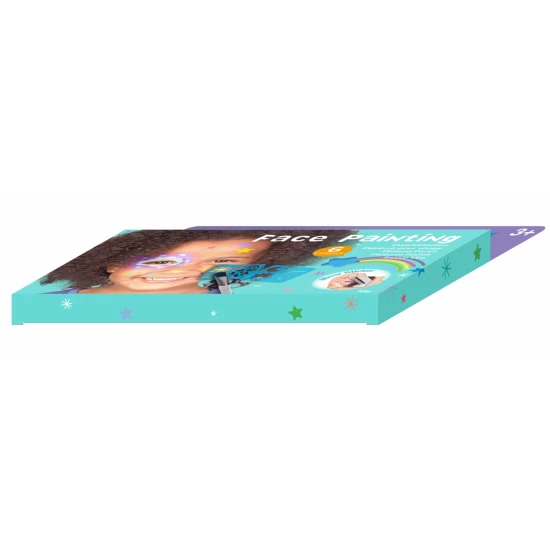 Trusa make-up pictura fata cu sabloane incluse si sase culori non-alergice - Curcubeu si stele Trusa make-up pictura fata cu sabloane incluse si sase culori non-alergice - Curcubeu si stele