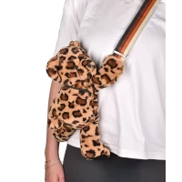 Geanta crossbody adorabila, Ursulet din plus, 30 cm, imprimeu leopard