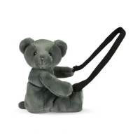 Geanta crossbody adorabila, Ursulet din plus, 30 cm, Kaki