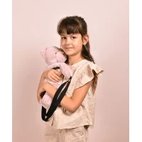 Geanta crossbody adorabila, Ursulet din plus, 30 cm, Roz pudra