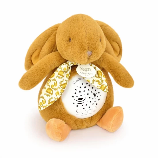 Veioza muzicala cu proiectie, iepuras pufos, 19 cm, bej Veioza muzicala cu proiectie, iepuras pufos, 19 cm, bej
