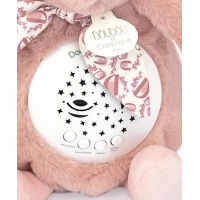 Veioza muzicala cu proiectie, iepuras pufos, 19 cm, roz