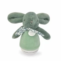 Veioza muzicala iepuras pufos, 16 cm, verde