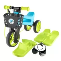 Bicicleta fara pedale Funny Wheels Rider Yetti Superpack 3 in 1 Blue/Lime
