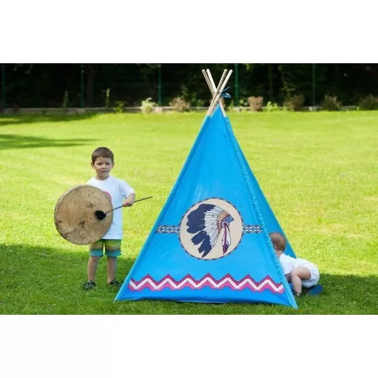 Cort pentru copii PlayTo Teepee Indian Albastru mic Cort pentru copii PlayTo Teepee Indian Albastru mic