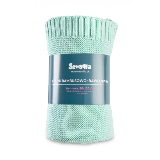 Paturica de bumbac si bambus Sensillo 100x80 cm Menta