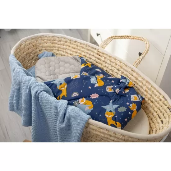 Paturica nou-nascut Sensillo Velvet Wrap Albastra Vulpi 75x75 cm
