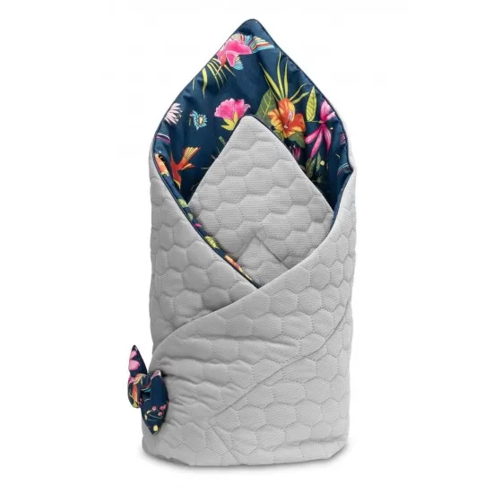 Paturica nou-nascut Sensillo Velvet Wrap Colibri Albastra 75x75 cm