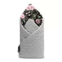 Paturica nou-nascut Sensillo Velvet Wrap Flori Negre 75x75 cm