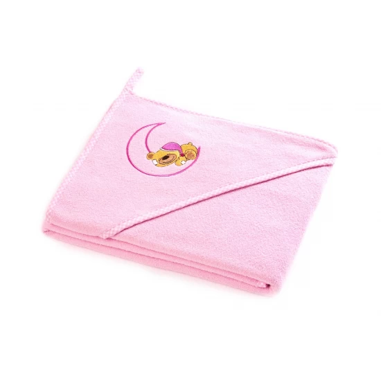 Prosop de bumbac cu gluga Sensillo Bear 100x100 cm Roz Prosop de bumbac cu gluga Sensillo Bear 100x100 cm Roz