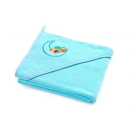 Prosop de bumbac cu gluga Sensillo Bear 100x100 cm Turcoaz Prosop de bumbac cu gluga Sensillo Bear 100x100 cm Turcoaz