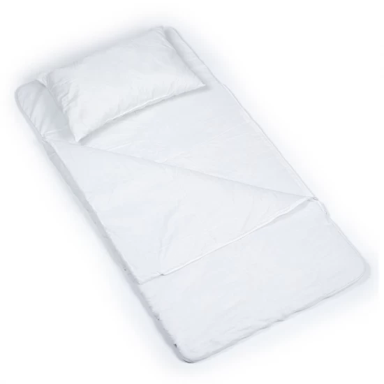 Sac de dormit de bumbac cu perna si fermoar 140x75 cm Nativo Dreams Alb Sac de dormit de bumbac cu perna si fermoar 140x75 cm Nativo Dreams Alb