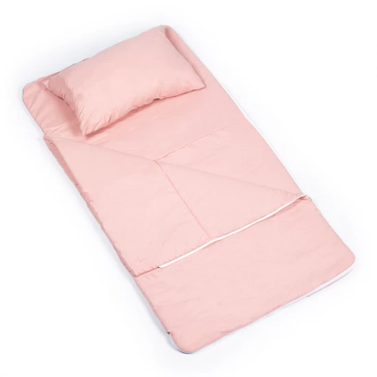Sac de dormit de bumbac cu perna si fermoar 140x75 cm Nativo Dreams Piersica Sac de dormit de bumbac cu perna si fermoar 140x75 cm Nativo Dreams Piersica