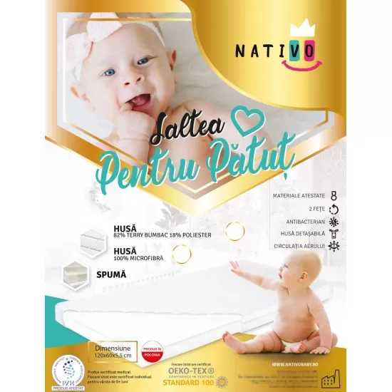 Saltea de spuma 120x60x5,5 cm Nativo Dreams Alba Saltea de spuma 120x60x5,5 cm Nativo Dreams Alba