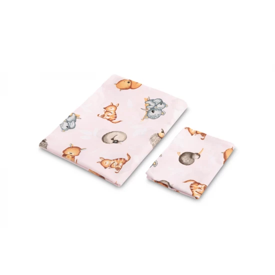 Set lenjerie de pat bumbac 100% cu 2 piese 100x135 cm/40x60 cm Sensillo Jungla