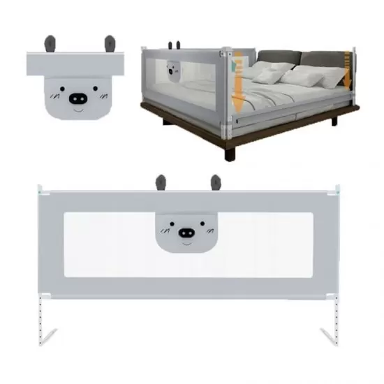 Bariera protectie pat culisanta XXL 140 cm Bears Grey, inaltime reglabila 68-98 cm Bariera protectie pat culisanta XXL 140 cm Bears Grey, inaltime reglabila 68-98 cm