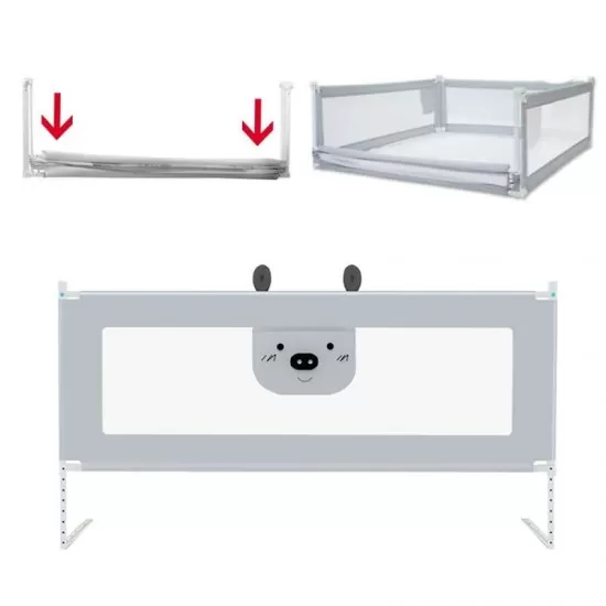 Bariera protectie pat culisanta XXL 140 cm Bears Grey, inaltime reglabila 68-98 cm Bariera protectie pat culisanta XXL 140 cm Bears Grey, inaltime reglabila 68-98 cm