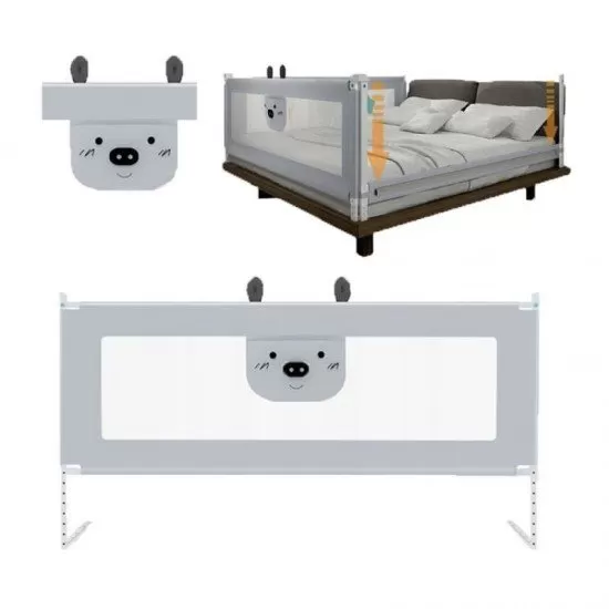 Bariera protectie pat culisanta XXL 160 cm Bears Grey, inaltime reglabila 68-98 cm Bariera protectie pat culisanta XXL 160 cm Bears Grey, inaltime reglabila 68-98 cm