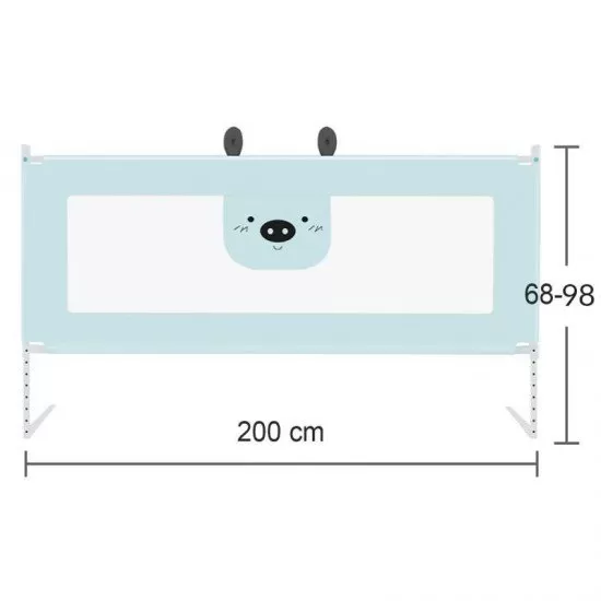 Bariera protectie pat culisanta XXL 200 cm Bears Grey, inaltime reglabila 68-98 cm Bariera protectie pat culisanta XXL 200 cm Bears Grey, inaltime reglabila 68-98 cm