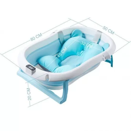 Cadita pliabila cu termometru si suport anatomic Genua Premium blue Cadita pliabila cu termometru si suport anatomic Genua Premium blue