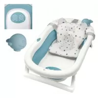 Cadita pliabila XL cu suport anatomic Kasia blue si jucarie