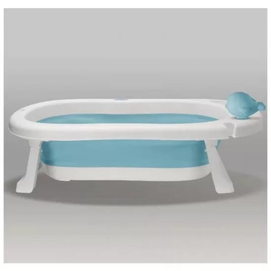 Cadita pliabila XL cu suport anatomic Kasia blue si jucarie