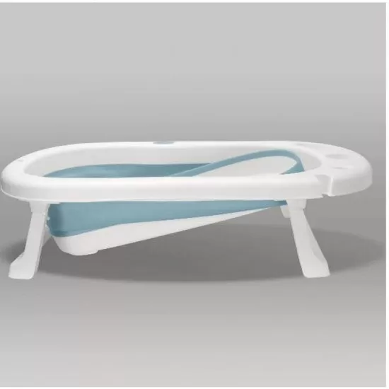 Cadita pliabila XL cu suport anatomic Kasia blue si jucarie