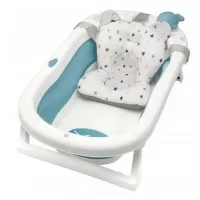 Cadita pliabila XL cu suport anatomic Kasia blue si jucarie