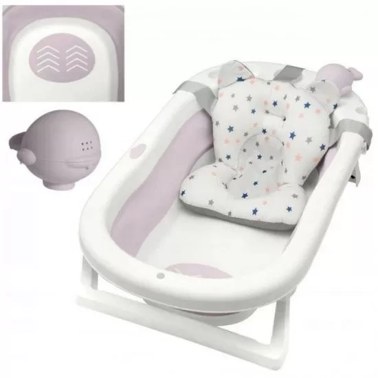 Cadita pliabila XL cu suport anatomic Kasia pink si jucarie Cadita pliabila XL cu suport anatomic Kasia pink si jucarie