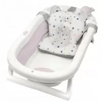 Cadita pliabila XL cu suport anatomic Kasia pink si jucarie