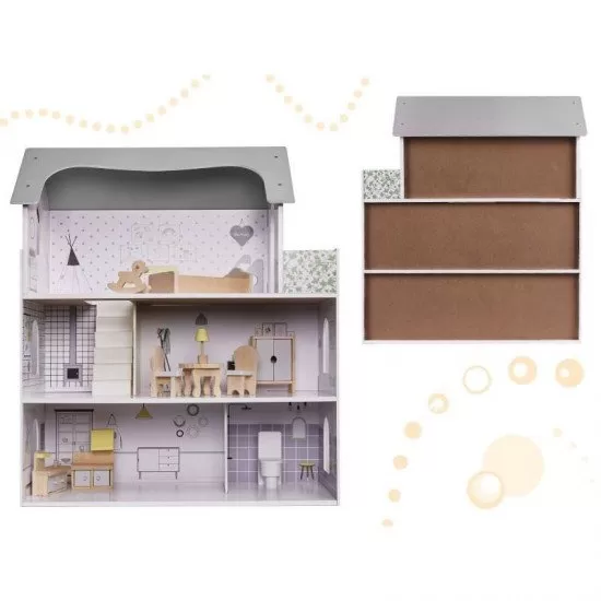 Casuta de papusi My Grey Dollhouse cu accesorii