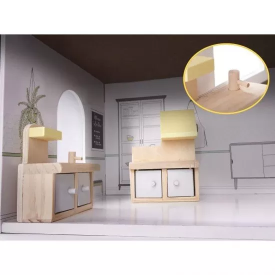 Casuta de papusi My Grey Dollhouse cu accesorii