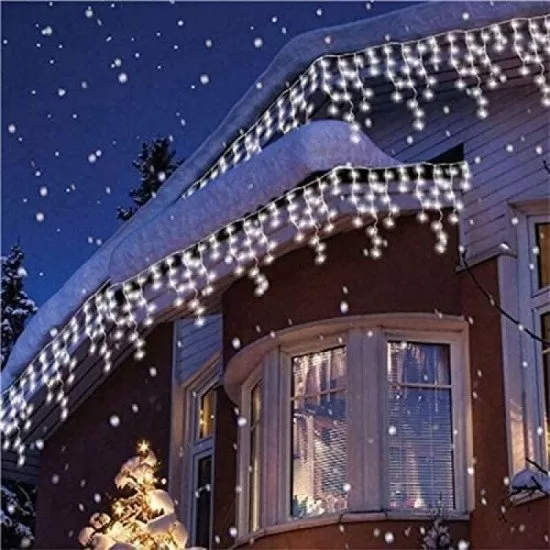 Instalatie luminoasa Craciun 500 leduri cu telecomanda, 23 m, 8 functii, exterior/interior, tip perdea de turturi alb rece Instalatie luminoasa Craciun 500 leduri cu telecomanda, 23 m, 8 functii, exterior/interior, tip perdea de turturi alb rece
