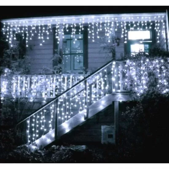 Instalatie luminoasa de Craciun 300 leduri, 13 m, 8 functii, exterior/interior, tip perdea de turturi alb rece Instalatie luminoasa de Craciun 300 leduri, 13 m, 8 functii, exterior/interior, tip perdea de turturi alb rece