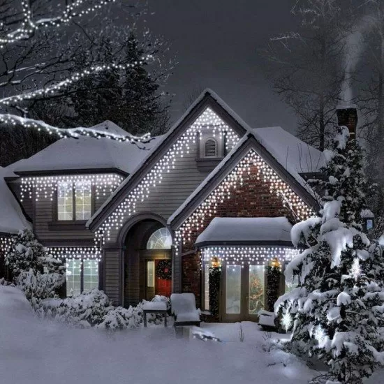 Instalatie luminoasa de Craciun 300 leduri, 13 m, 8 functii, exterior/interior, tip perdea de turturi alb rece Instalatie luminoasa de Craciun 300 leduri, 13 m, 8 functii, exterior/interior, tip perdea de turturi alb rece